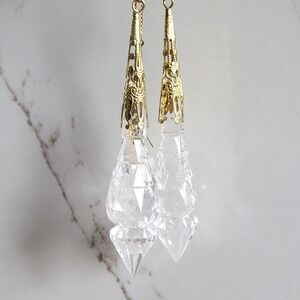 Gold Filigree Crystal Ornaments Set 3 Icicle Teardrop Ralph Lauren Christmas
